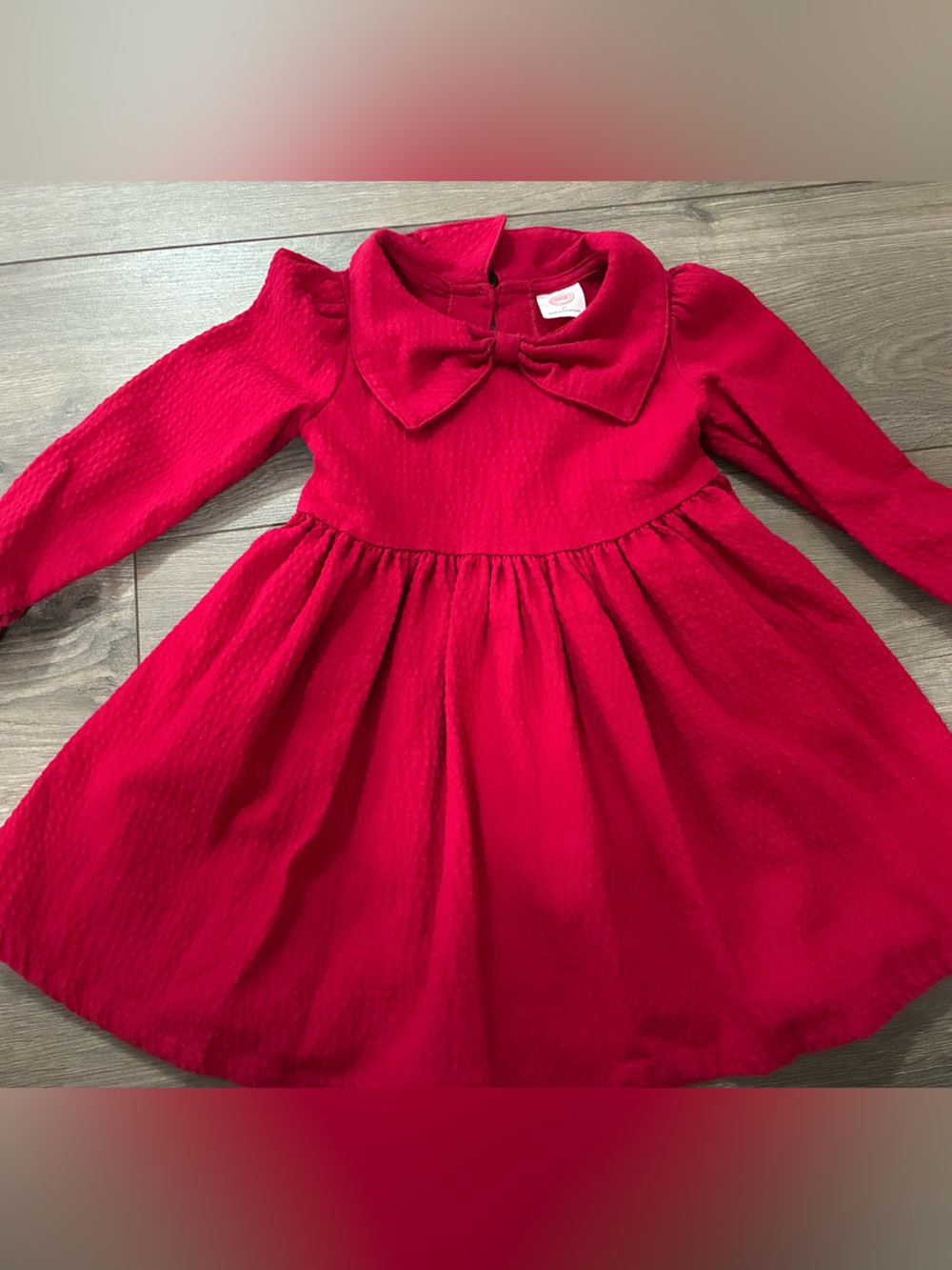 wonder nation Red Long-Sleeve Bow-Accent Party Dress